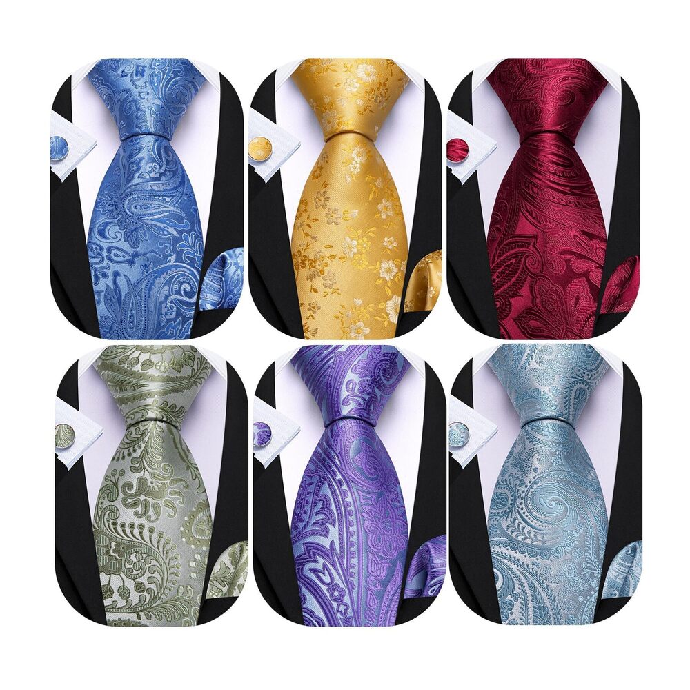 8035 6 PCS Ties Set Silk Business Fashion Woven Necktie Handkerchief